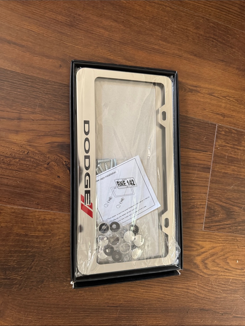 DODGE Stainless Steel License Plate Frame with Red Accent